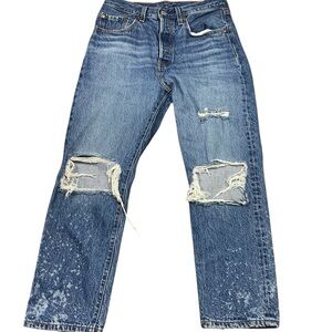 Levis 501 button fly straight leg distressed jeans 27x26